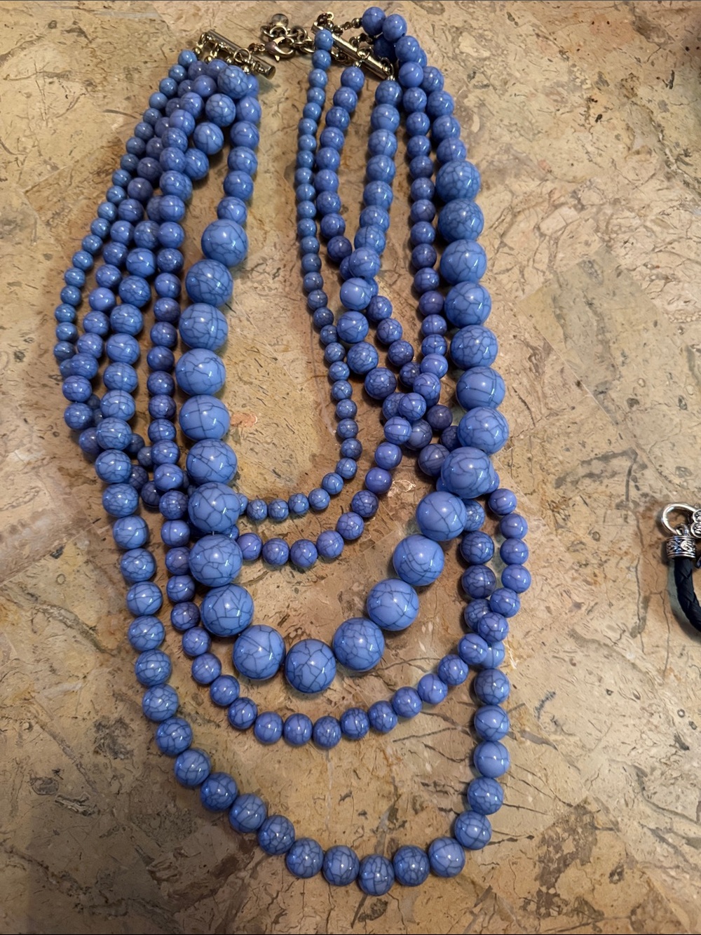 Bauble Bar Layered Blue Bead Statement Necklace